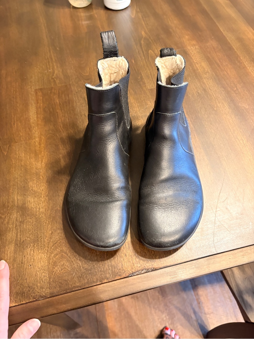 Vivo Barefoot Women's Black Leather Ankle Boots with Shearling Lining